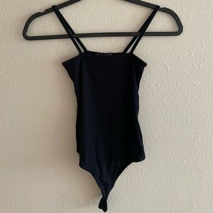 Brandy Melville Black Ribbed Anna Bodysuit O/S